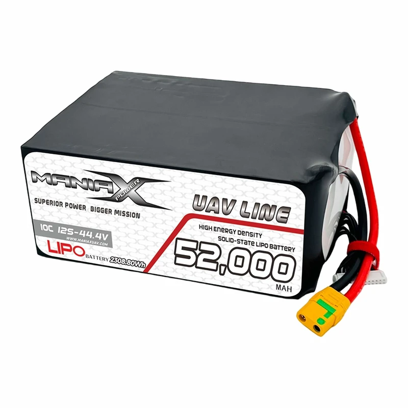 ManiaX Solid{0}}State Lipo 12S-44,4V 52 000 mAH 10C drooni ja mehitamata õhusõiduki aku