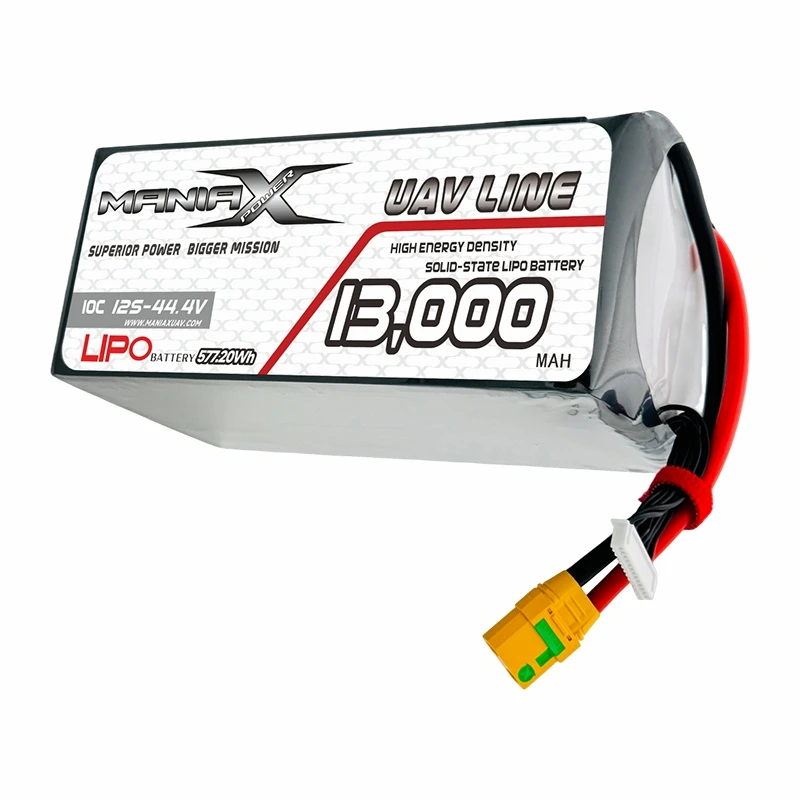 ManiaX Solid{0}}State Lipo 12S-44,4 V 13 000 mAH 10C drooni ja UAV aku
